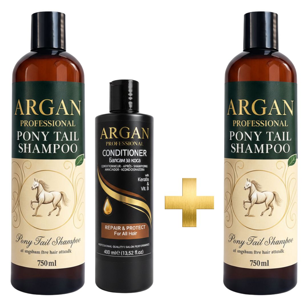Комплект конски шампоан против косопад с балсам и подарък втори конски шампоан