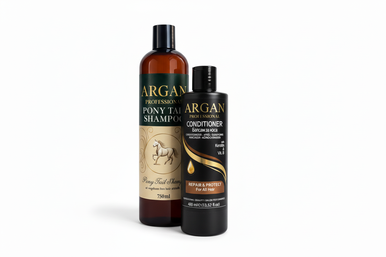 Argan Shampoo and Conditioner Side by Side